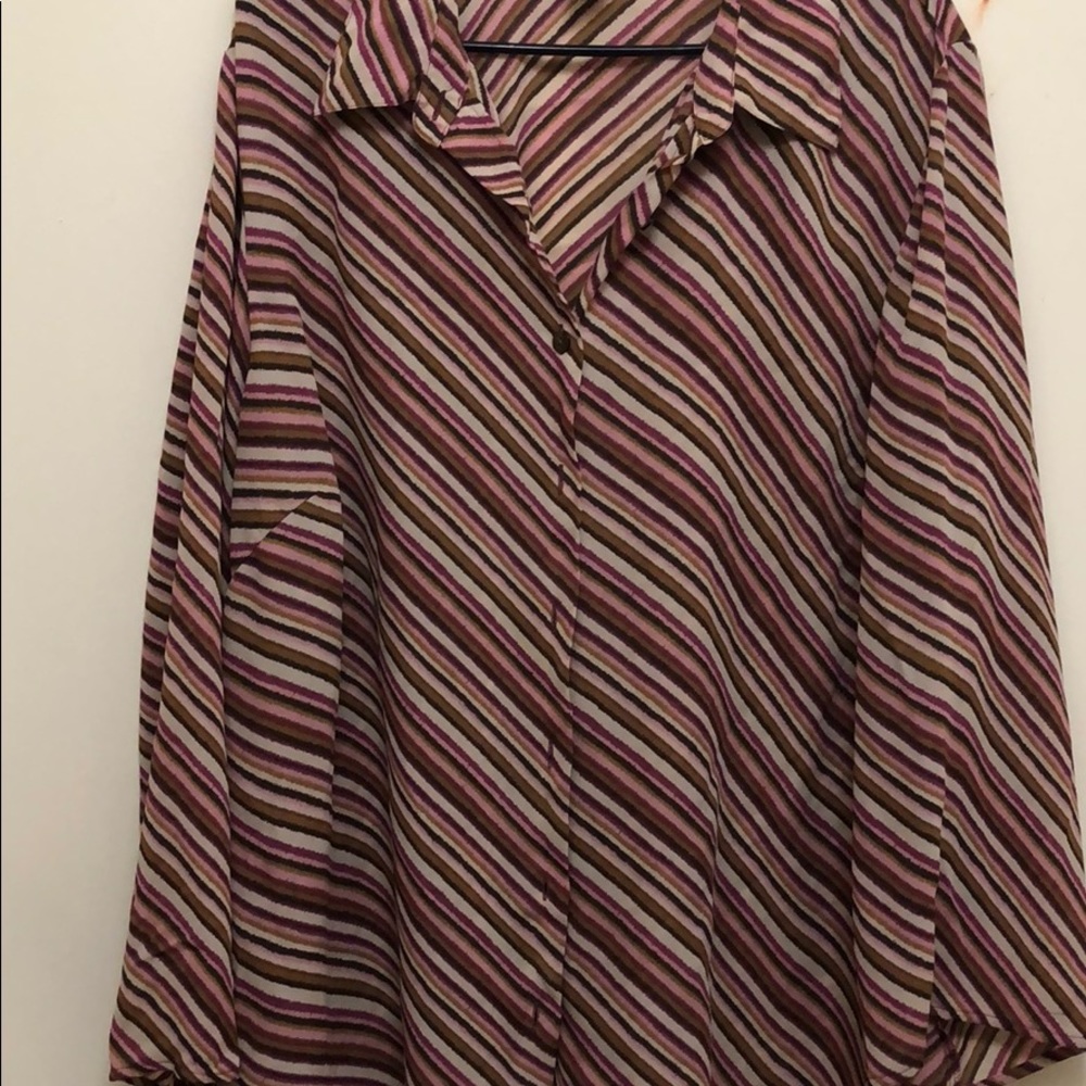 Never been worn sheer purple and brown button-up